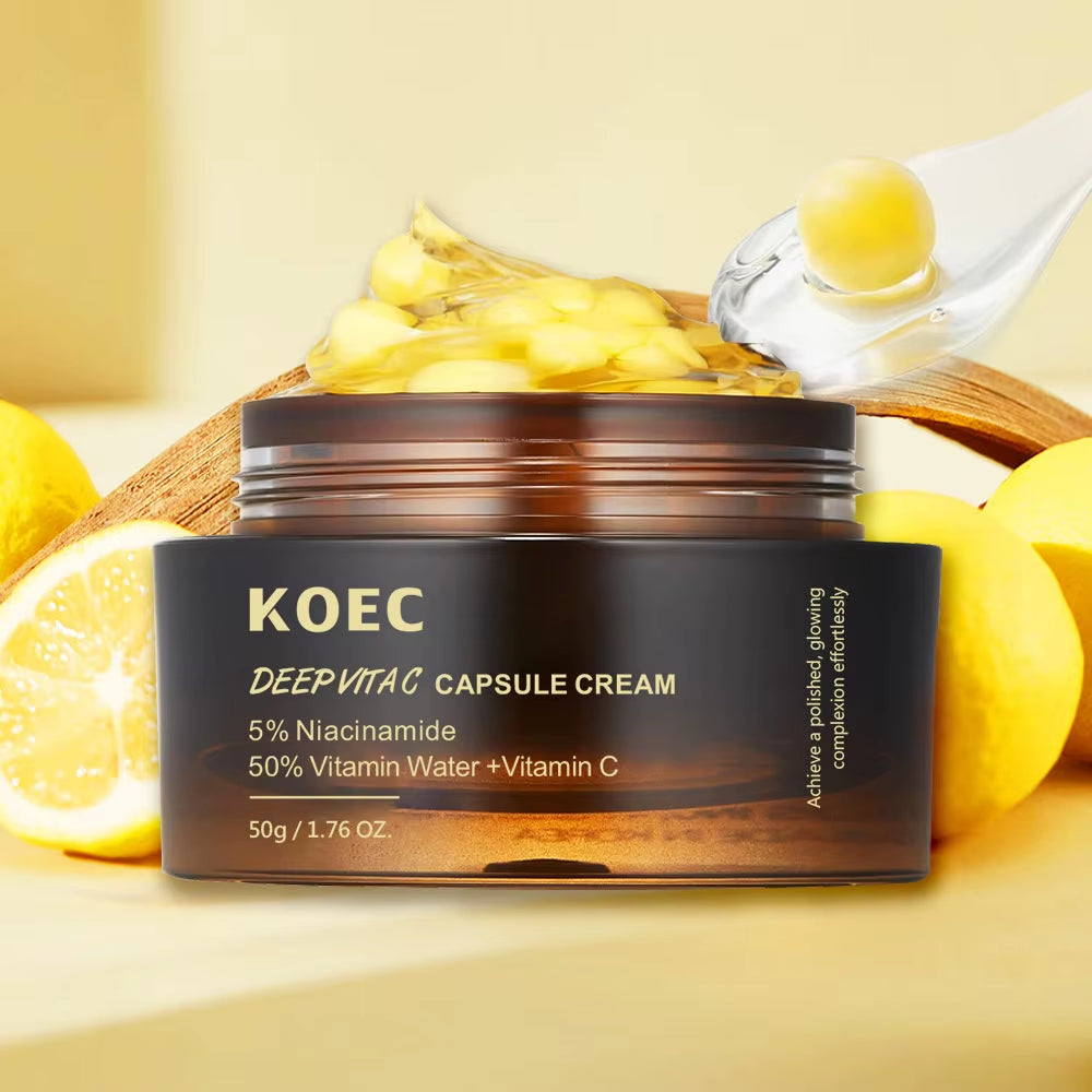50G KOEC Deep VC Transparent Gel Capsule Cream Anti-Wrinkle Hydrating Revitalizing Brightening Niacinamide Arbutin Ferulic Acid