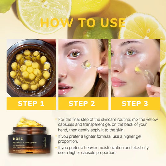 50G KOEC Deep VC Transparent Gel Capsule Cream Anti-Wrinkle Hydrating Revitalizing Brightening Niacinamide Arbutin Ferulic Acid